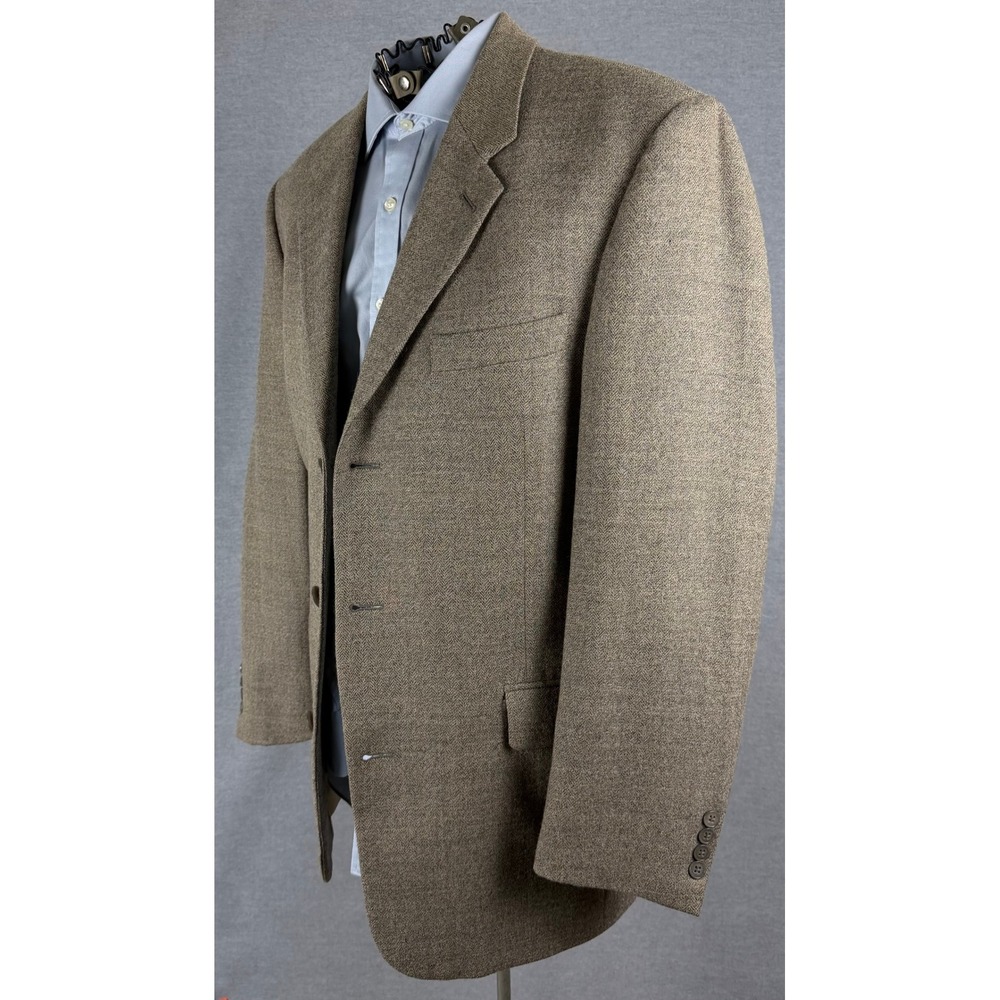 Claiborne for The Bon-Ton Mens 42L Alpaca Herringbone Blazer Brown 3 Button